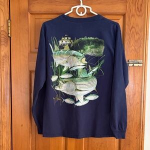 Mens Guy Harvey Blue fishing shirt size medium long sleeve